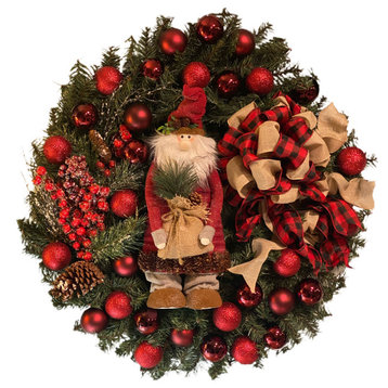 Santa Clause Wreath Christmas Berry Holiday Rustic Country Pine Winter Outdoor
