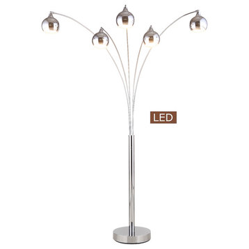 Amore LED Arched Floor Lamp With Dimmer, Chrome
