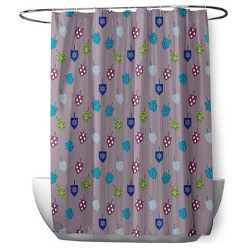 70"Wx73"L Dreidel Pattern Shower Curtain, Light Purple