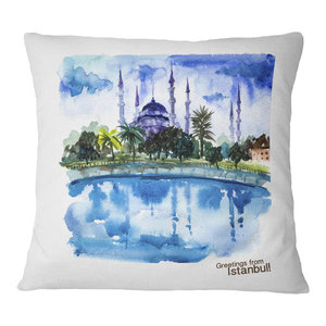 Insert Printed On Both Side in Sofa Throw Pillow 16 in Designart CU7688-16-16 Watercolor Dark Illustration Cityscape Painting Cushion Cover for Living Room x 16 in