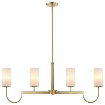 Maxim 32004SW Town and Country 4 Light 43"W Linear Chandelier - Satin Brass