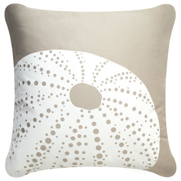 Sea Urchin Eco Coastal Throw Pillow Cover, Seagrass Beige