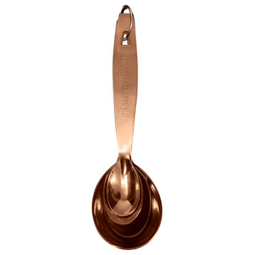 nu steel McGann Stainless Steel Measuring Spoons, Set of 4, Copper