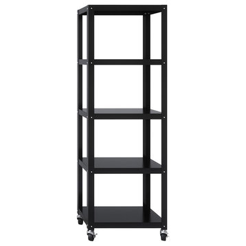 Space Solutions RTA 72-inch High Mobile 5-Shelf Metal Bookcase Black