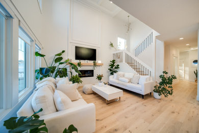 Transitional living room photo in Edmonton