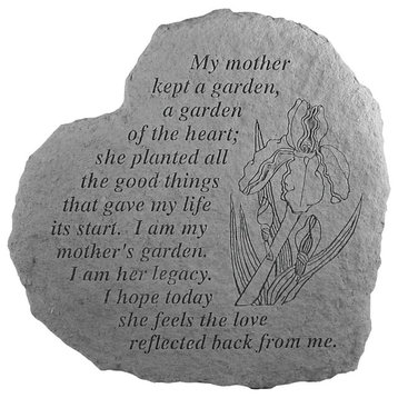 Large Heart Garden Accent Stone, "My Mother Kept a Garden"