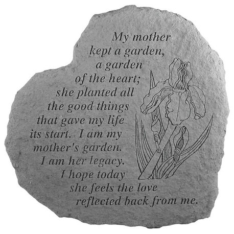 Large Heart Garden Accent Stone, "My Mother Kept a Garden"