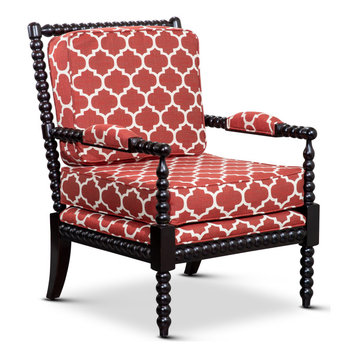 DTY Indoor Living Silverthorne Spindle Chair, Espresso/Red Moroccan Tile
