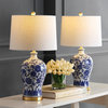 Jennifer 25.75" Ceramic Led Table Lamp, Blue and White, Set Of 2