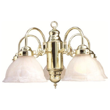 Woodbridge Lighting Basic Chandelier, Polish Brass, 5l - 24"d, Custom Marble Gla