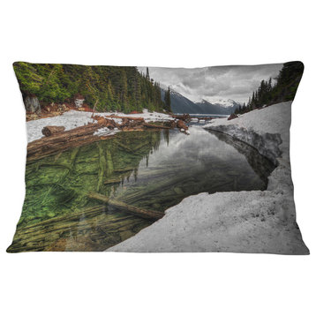 Crystal Clear Lake with Pine Trees Landscape Printed Throw Pillow, 12"x20"