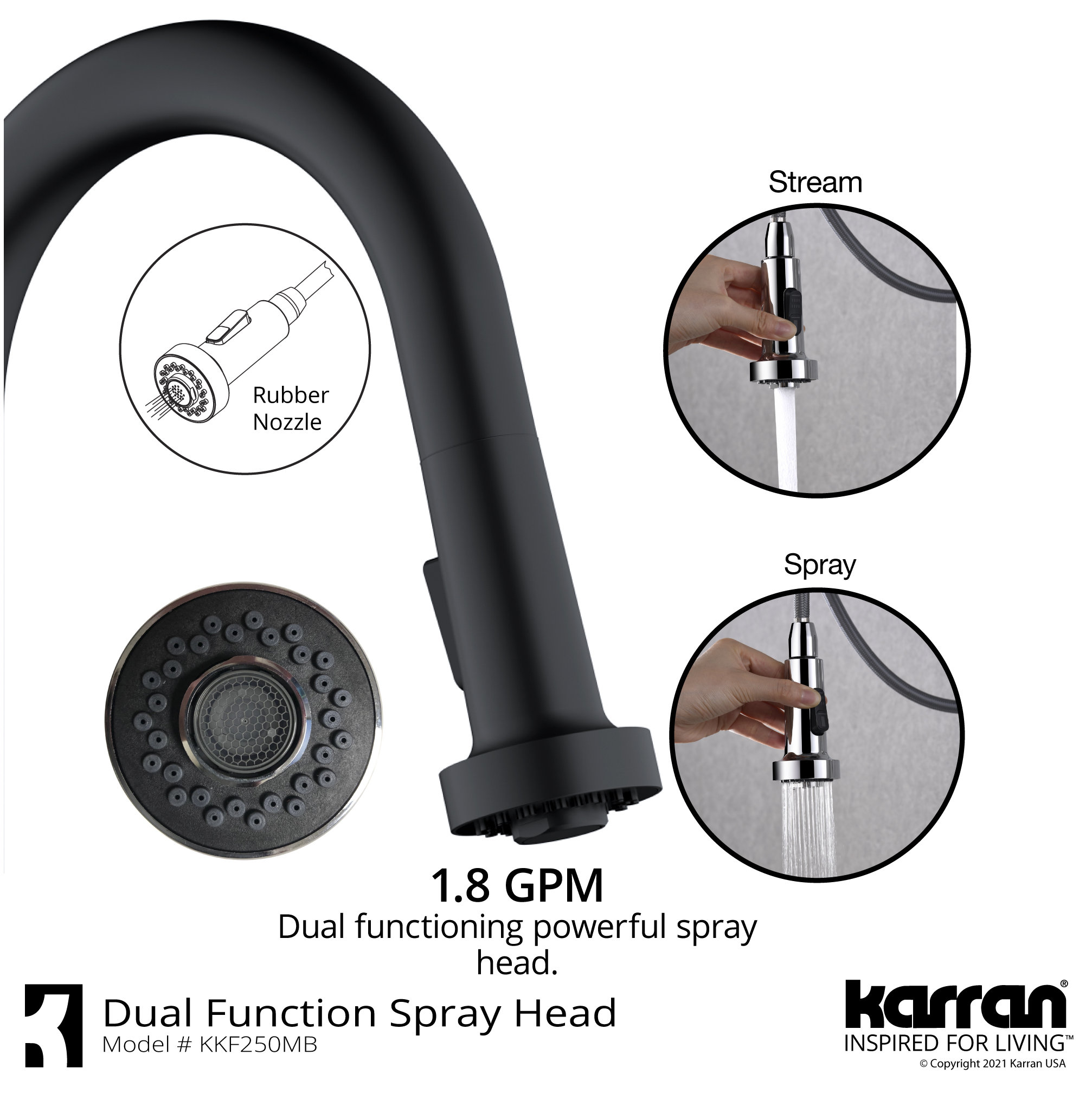 Karran Dockton Single-Handle Pull-Down Sprayer Kitchen Faucet, Matte Black