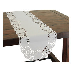 Xia Home Fashions - Daisy Garden Embroidered Cutwork Spring Table Runner, 15"x72" - Table Runners