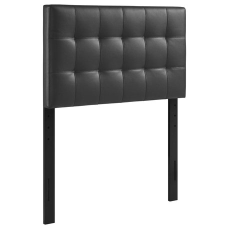 Lily Twin Tufted Faux Leather Headboard, Black