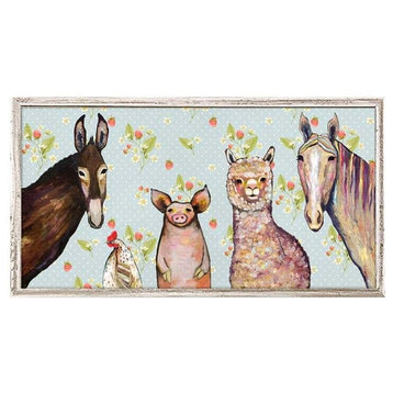 "Alpaca And Pals - Strawberry Patch" Mini Framed Canvas by Eli Halpin