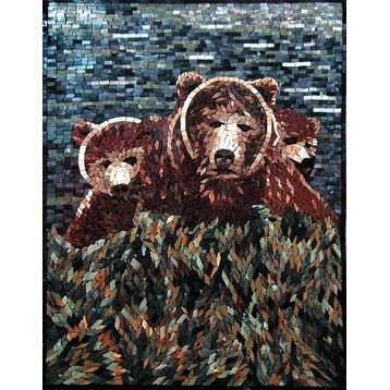 Animal Mosaic Designs, Group Of Bears, 36"x52"