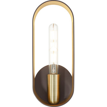 Ravena Ada Single Sconce, Bronze With Antique Brass Accents