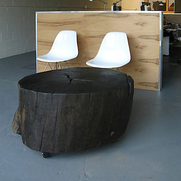 Salvaged Red Oak Log Round Coffee Table