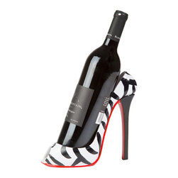 KitchInnovations - Zebra Print High Heel Wine Bottle Holder - Wine Racks