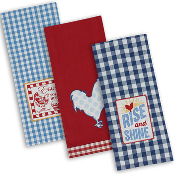 Assorted Rise & Shine Embroidered Dishtowel Set/3