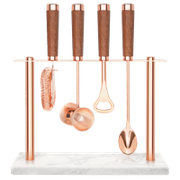 Final Touch Copper Plated Stainless Steel 5 Piece Bar Tool Set