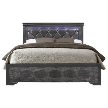 Pompei Metallic Grey Queen Bed