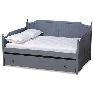 Bowery Hill Cottage Grey Finished Wood Full Size Daybed with Trundle