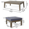 GDF Studio Grenada 3-Seater Acacia Sectional Set With Coffee Table and Ottoman, Gray Finish/Dark Gray
