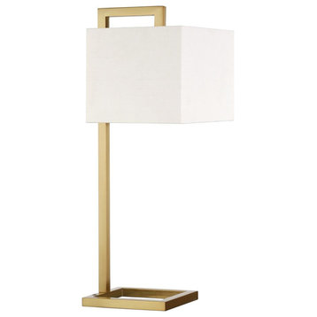 Grayson 26 Tall Table Lamp with Fabric Shade in Brass/White