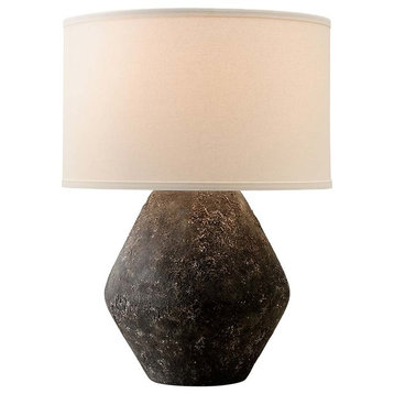 Artifact 23" Table Lamp, Graystone Finish, Off-White Linen Shade