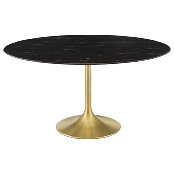 Lippa 60" Artificial Marble Dining Table, Gold Black