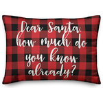 Designs Direct Creative Group - Dear Santa, Buffalo Check Plaid 14x20 Lumbar Pillow - Decorate for Christmas with this holiday-themed pillow. Digitally printed on demand, this  design displays vibrant colors. The result is a beautiful accent piece that will make you the envy of the neighborhood this winter season.