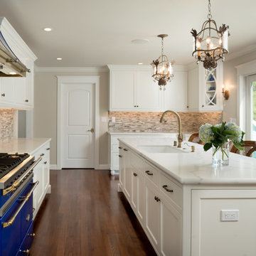 Beautiful White & Bold Blue Kitchen