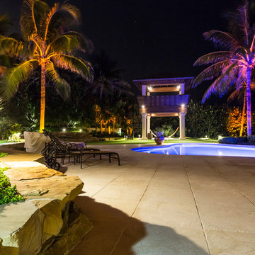 Ocean front landscape lighting, FL estate