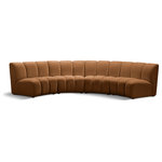 Meridian Furniture - Infinity Channel Tufted Velvet Modular Chair, Saddle, 4 Piece - Create a seating group that works for every possible situation with this Infinity modular 4-piece sectional and other pieces in the Infinity collection. Upholstered in soft Saddle velvet material that feels great against the skin and offers long-wearing beauty, this piece fits with other Infinity items for an infinite number of combinations that get your seating requirements just right but that look just as nice when used on their own.