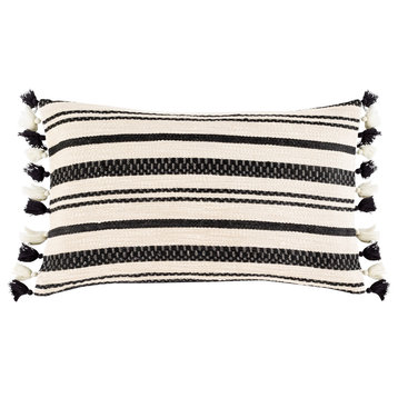 Justine JTI-004 Pillow Cover, Beige/Black, 14"x32", Pillow Cover Only