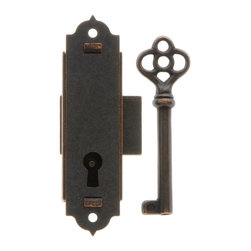 Narrow Vertical Cabinet Lock with Antique Bronze Finish - Home Improvement