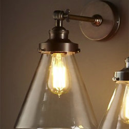 Pyramid Wall Sconce - Glass & Antique Brass - Wall Sconces