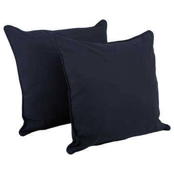25" Double Corded Solid Twill Square Floor Pillows Inserts, Set of 2, Navy