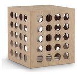 Meridian Furniture - Kinsley Oak Veneer End Table, Natural - Bring your room to life with the unexpected design of this Kinsley natural oak end table. Part art, part functional item that adds convenience to your space, this end table offers a design that instantly commands attention wherever it's used. Multiple cutouts along the sides of this table allow for a fun and unique aesthetic in your room, and its ample top gives you a place to hold magazines, books, remotes, and other items within easy reach of your sofa or couch. A rich natural finish adds modernity to the table's art deco design.