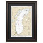 Framed Nautical Maps - Poster Size Framed Nautical Chart, Lake Michigan - This poster size Framed Nautical Map covers the waterways of the Lake Michigan. The Framed Nautical Chart is the official NOAA Nautical Chart detailing the waterways of one of our Great Lakes.