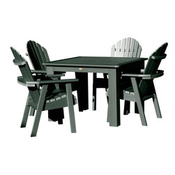 Highwood - Hamilton Adirondack 5pc Square Outdoor Dining Set - AD-DNA44, Charleston Green - Outdoor Dining Sets