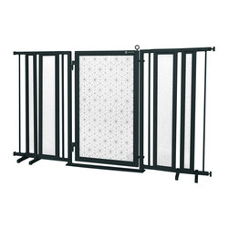 Fusion Gates - Fusion Gate with Linear Lace Design, Black, 65"-71.4" - Dog Gates