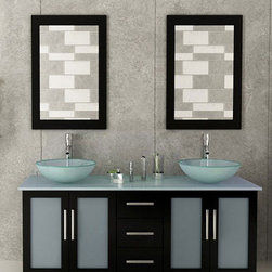Abaco 59 inch Double Vessel Sink Bathroom Vanity Glass Countertop - Bathroom Vanities And Sink Consoles