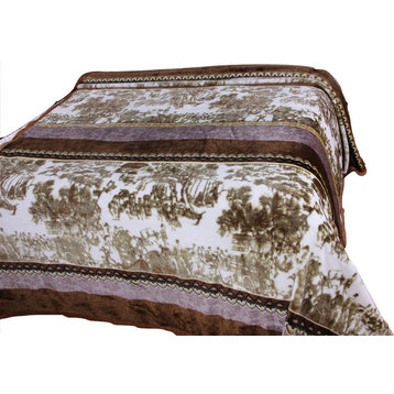 Twilight Reversible Fleece Flannel Blanket, Chocolate and Purple
