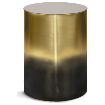 Curtis Metal Cylinder Accent Table, Ombre Black/ Gold