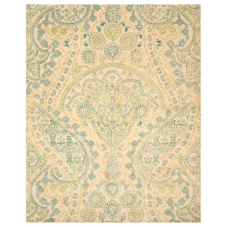 Green Transitional Paisley Jain Area Rug
