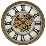 Yosemite Home Decor - Gold Gear Clock - Yosemite Home Decor presents a collection of an Open Gear Wall Clocks. Main feature of all items in this collection are decorative moving gears, powered by two AA baterries. Additional separate AA battery is reqired for clock mechanism.