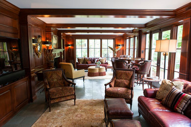 Elegant family room photo in St Louis