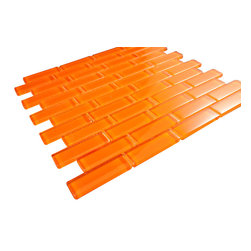 1x3 Orange Glossy Subway Glass Mosaic Tiles - Home Accessories & Decor